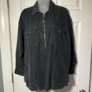 Aerie NWT Brown Corduroy Pullover 1/4 Zip Long Sleeve Top Shirt Casual XS